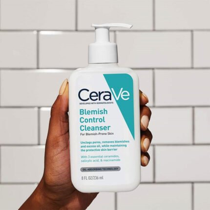 CeraVe Blemish Control Cleanser, formulated with 2% salicylic acid and niacinamide for blemish-prone skin