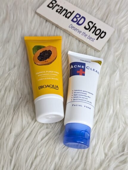 BIOAQUA Papaya Cleanser 100ml & Mistine Acne Facewash 85g Combo