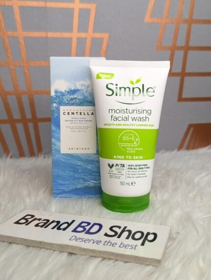 Simple Moisturizing Facial Wash + SKIN1004 Centella Hyalu-Cica Water-Fit Sun Serum Combo